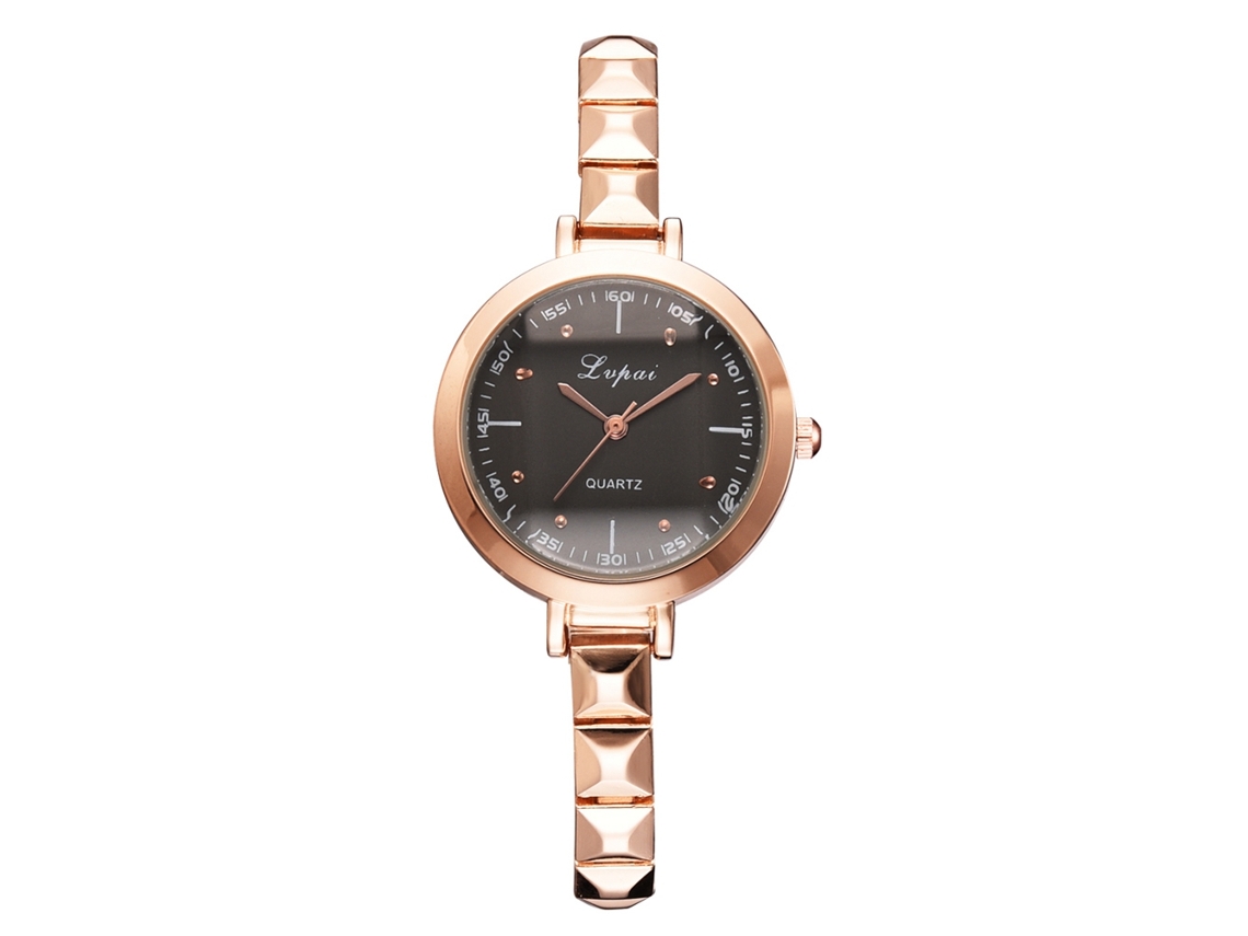 Reloj De Pulsera De Cuarzo Para Mujer Lvpai Con Brazalete De Aleación En Oro Rosa Y Negro.