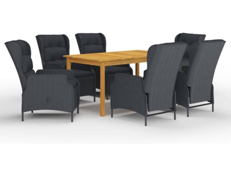 Conjunto 7 de comedor para jardín de VIDAXL gris oscuro