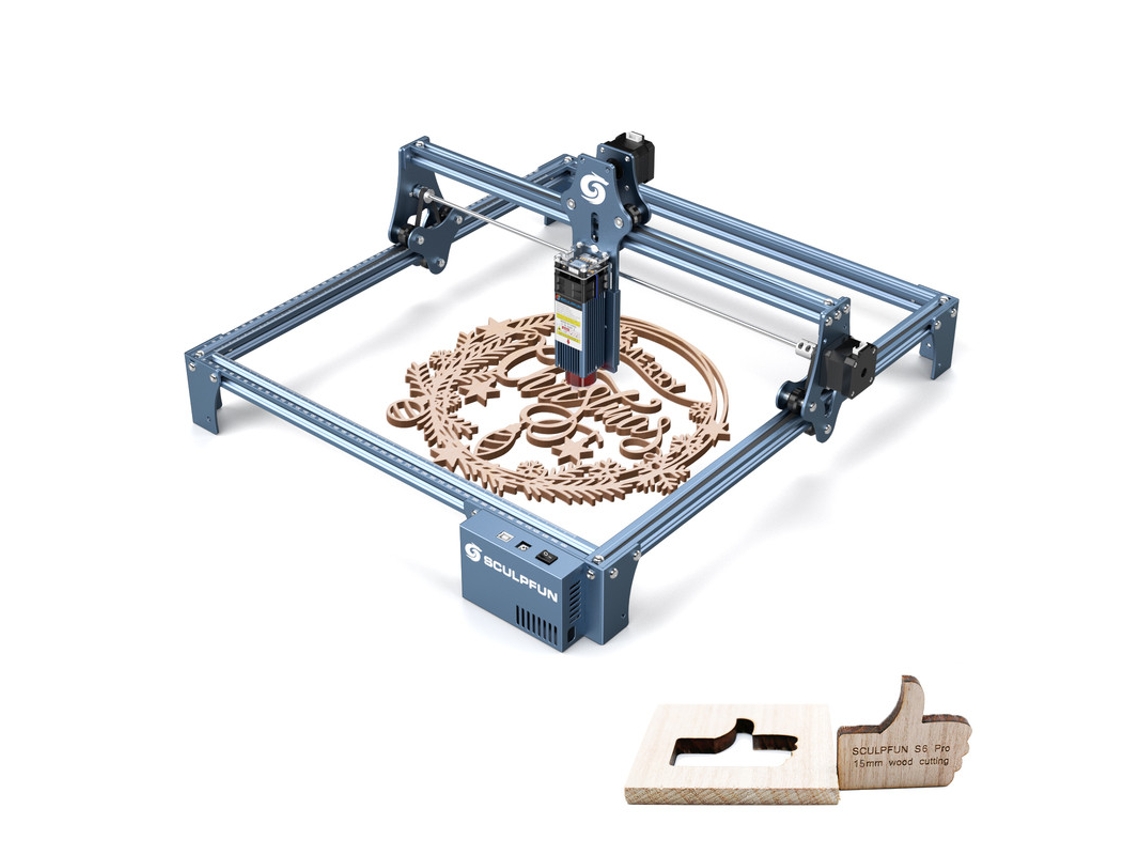 Grabador láser de alta precisión Sculpfun S9 de 90 W con precisión de 0,01 mm, corta madera de hasta 15 mm de grosor y acrílico de hasta 10 mm, enfoque fijo, área de grabado de 410 x 420 mm.
