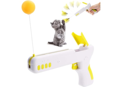 Rompecabezas de juguete interactivo para gatos, pistola interactiva de rebote para gatos, juguete interactivo de felpa, amarillo ZMDECQNA