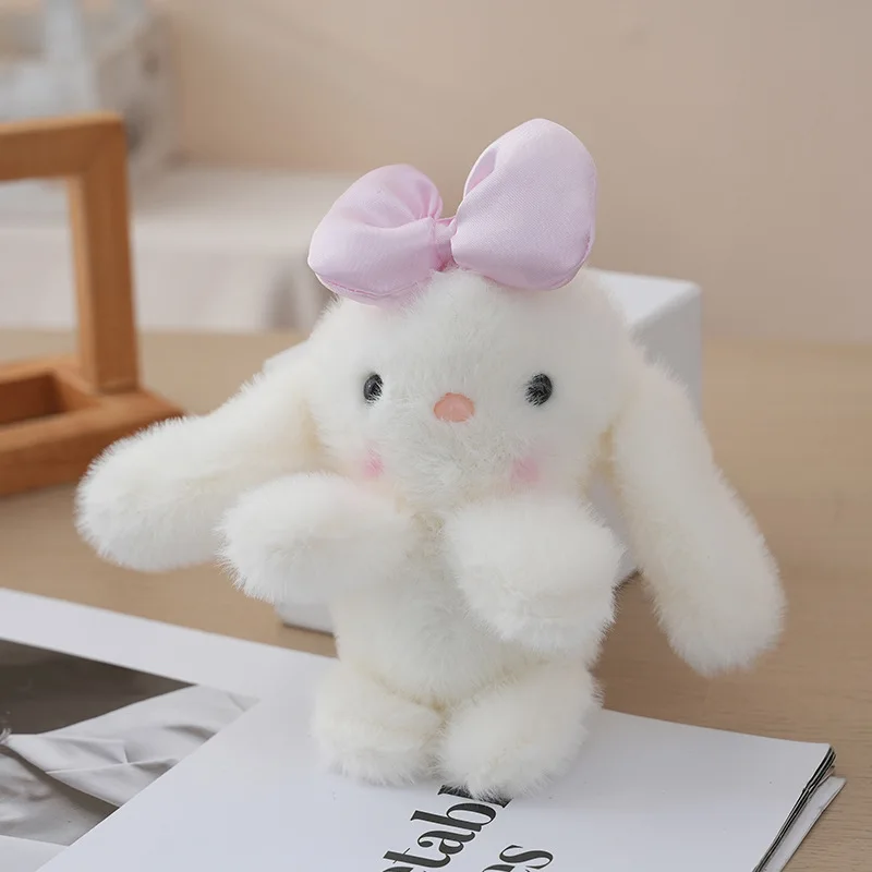 (blanco) Llavero De Peluche De Conejo Con Lazo Suave, Lindo Y Encantador Colgante De Conejo