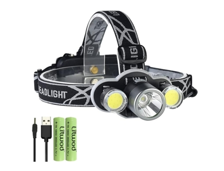 BISBISOUS VIGA EUROPA Linterna Frontal Led Luces Frontales USB Xm-L T6 y Cob Linterna Frontal Impermeable Linterna Frontal para Acampar Negro