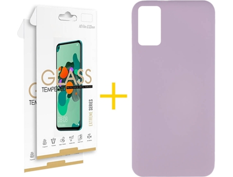 Funda y Protector 2x de Vidrio Samsung Galaxy A41 SKYHE Silicona Líquida Lila