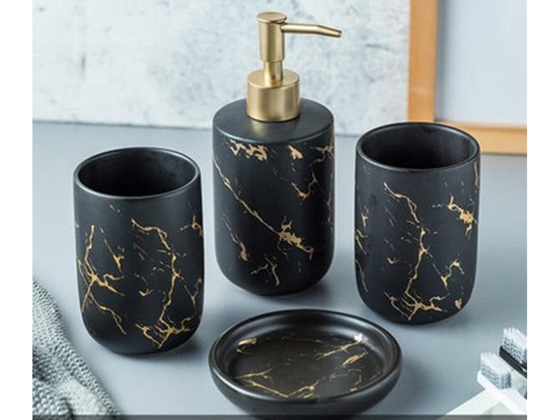 Set de accesorios de baño 7 piezas mármol negro – Oniko Stone