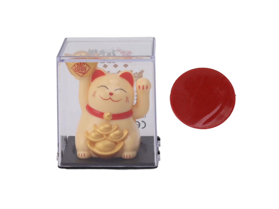 Gato De La Suerte Con Brazo Que Ondea Con Energía Solar, Decoración Amarilla De 5 Cm Para La Riqueza Y La Buena Fortuna.