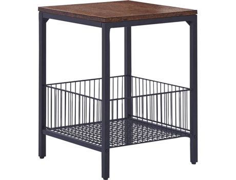 Mesa auxiliar madera oscura/negro 40 x 40 cm BELIANI Kenner