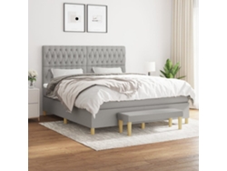 Cama Box Spring Con Colchón Tela Gris Claro 180x200 Cm