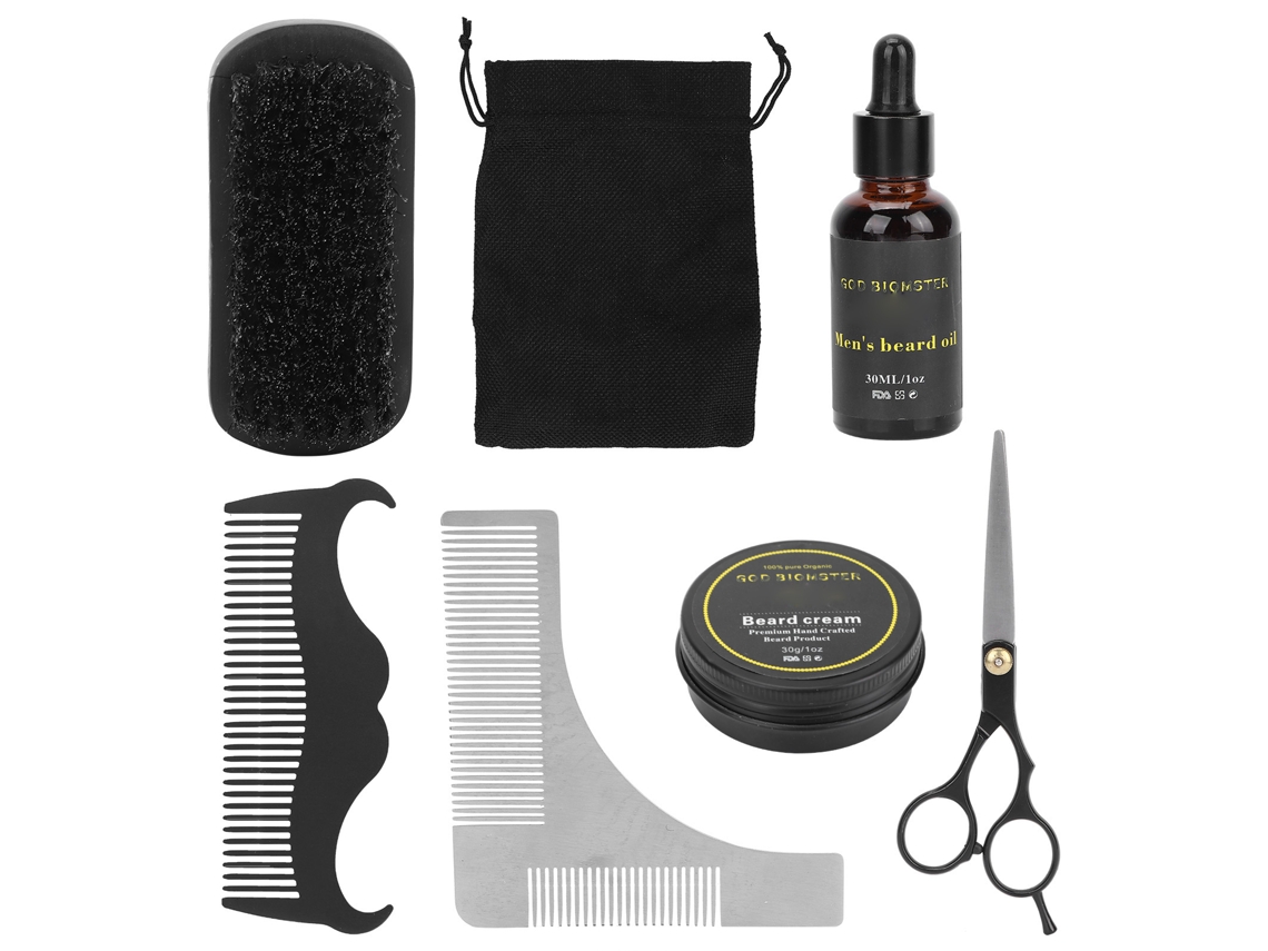 Kit para el cuidado de la barba Vante: peine, crema, aceite, tijeras y bolsa de almacenamiento