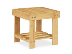 Relaxdays Taburete De Baño De Bambú, Banquillo Madera, Resiste Hasta 100 Kg, Para Cocina, 24,5 X 25 X 27 Cm, Natural