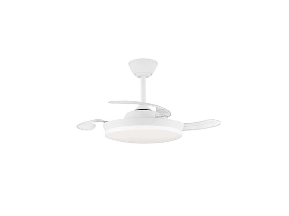 Ventilador LED Milky S Eco de 39 W y 3822 lm con control de temperatura y aspas retráctiles Cristalrecord