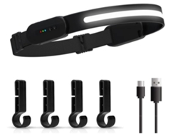 1 paquete con sensor de ondas portátil, linterna frontal LED recargable, luz exterior, faros delanteros, linterna gran angular, linterna montada en la cabeza Yunzii