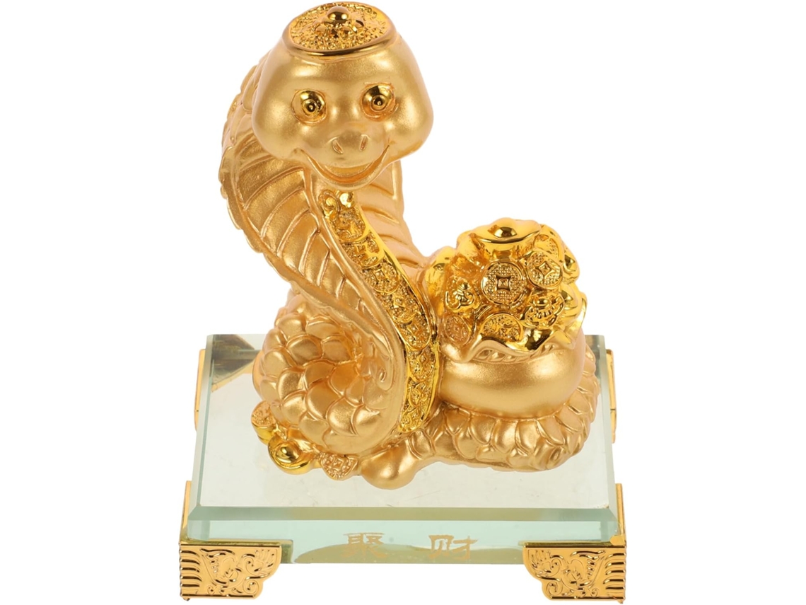 Figura Compacta Serpiente Zodiacal Dorada Aleación Elegante Decoración Interiores Oficina Adorno Hogar Espacio