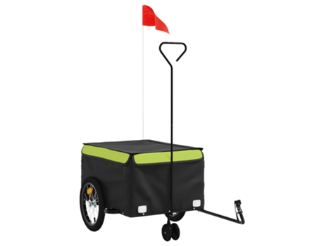 vidaXL Remolque para bicicleta hierro negro y verde 45 kg