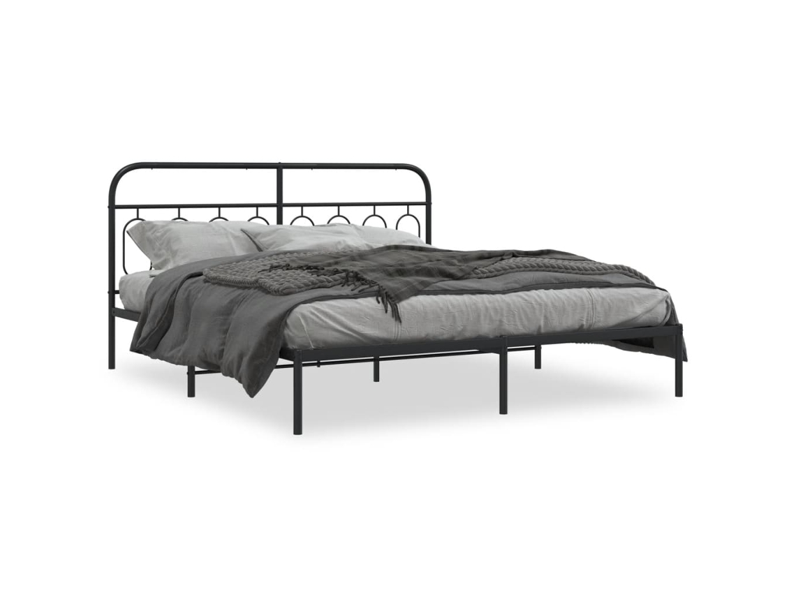 Maison Exclusive - Estructura Cama Sin Colchón Con Cabecero Metal Negro 183x213 Cm