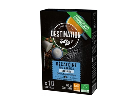DESTINATION BIO Cápsulas Biodegradables Pur Arabica Descafeinado 10 Cápsulas