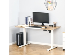 VPMKP - Mesa de ordenador Vinsetto, mesa eléctrica para trabajar de pie, altura regulable, estructura con motor, metal, natural/blanco