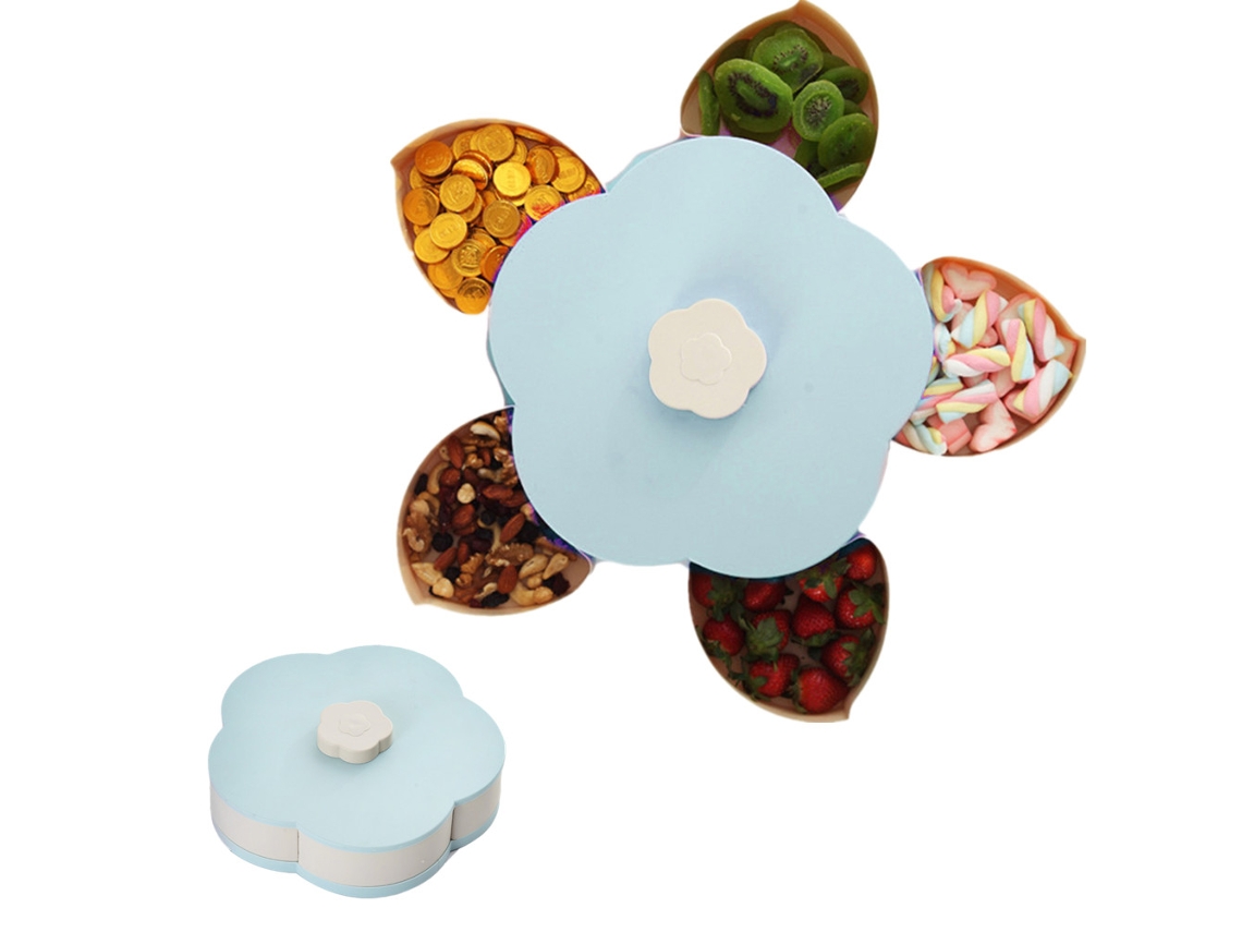Plato Giratorio Con Forma De Pétalo Para Frutas, Ideal Para Dulces Y Aperitivos, Con Compartimento De Almacenamiento.