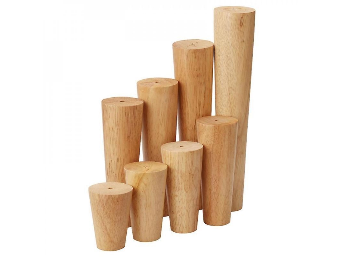 2026-set De 4 Patas Cilíndricas De Madera De Roble Para Muebles, 8/10/15/20/25cm, Resistentes, Fácil Instalación 10cm
