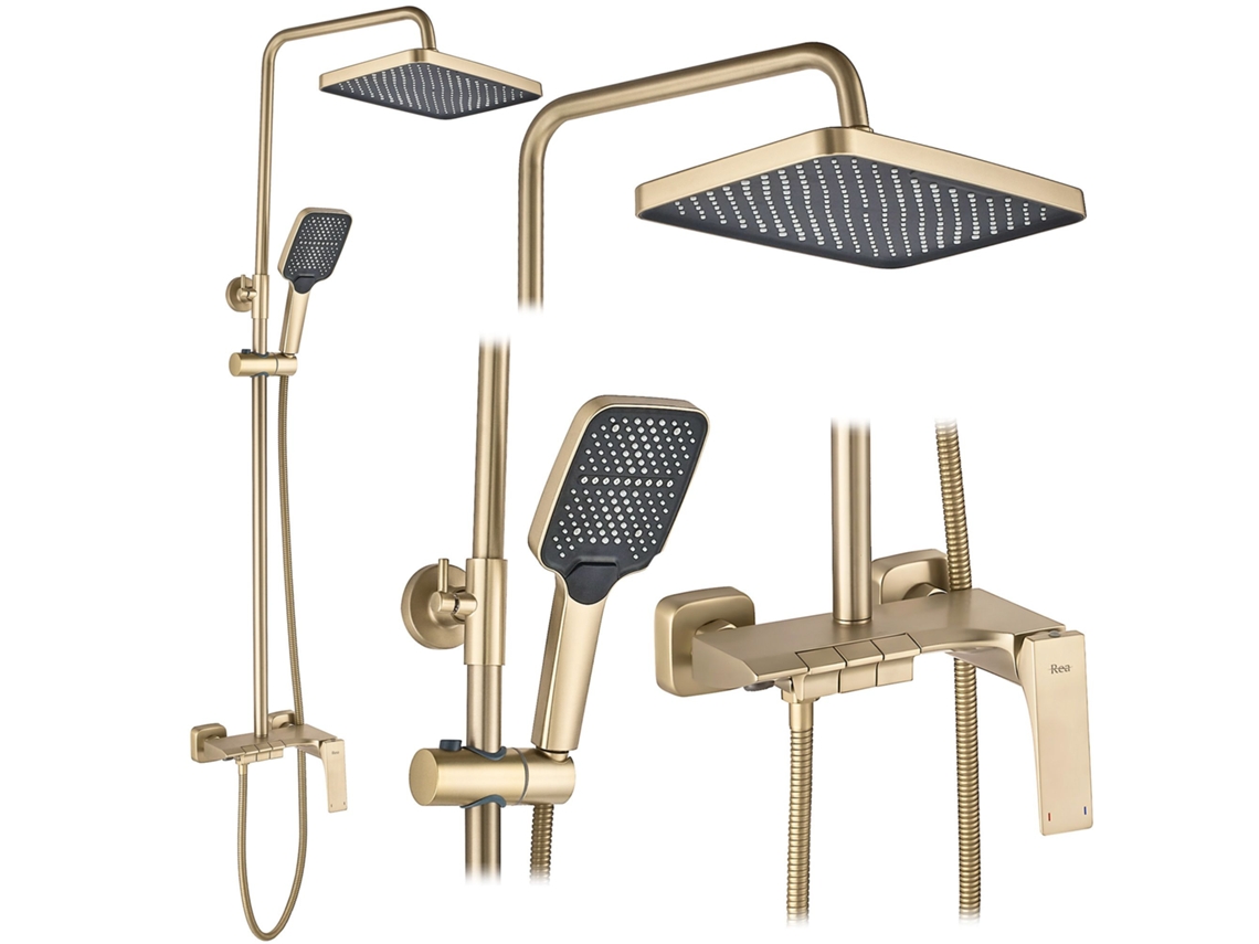 Juego de ducha dorado Rea Joe Brush
