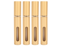 4 Frascos De Perfume Recargables Dorados De 10 Ml Con Protección Uv Para Viajes