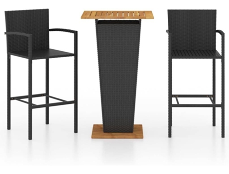Conjunto 3 Conjunto de bar para jardín VIDAXL negro