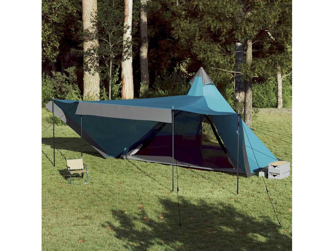 Tienda De Campaña Familiar Tipi 8 Personas Impermeable Azul