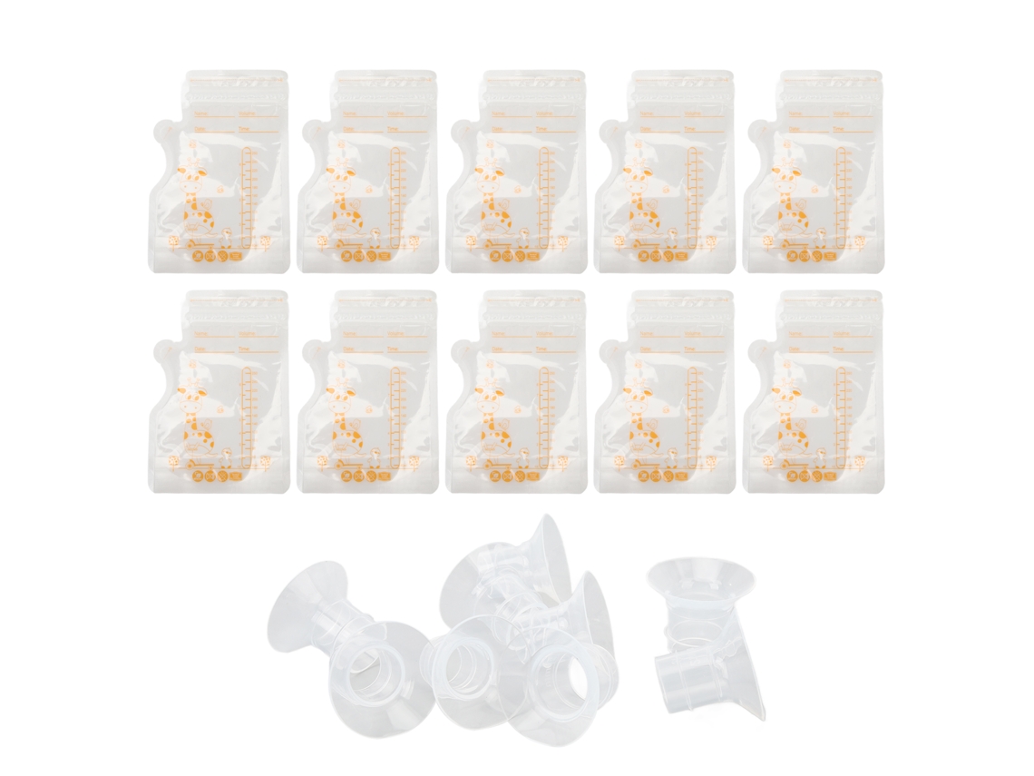Mali conjunto Inserções Flange Silicone 19/21/24mm com 10 Saquinhos de Leite 250ml