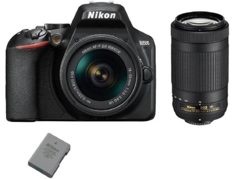 Kit Cámara Réflex NIKON D3500 AF-P 18-55mm F3.5-5.6G VR + AF-P DX 70-300MM F4.5-6.3G ED VR DX + Bateria EN-EL14A