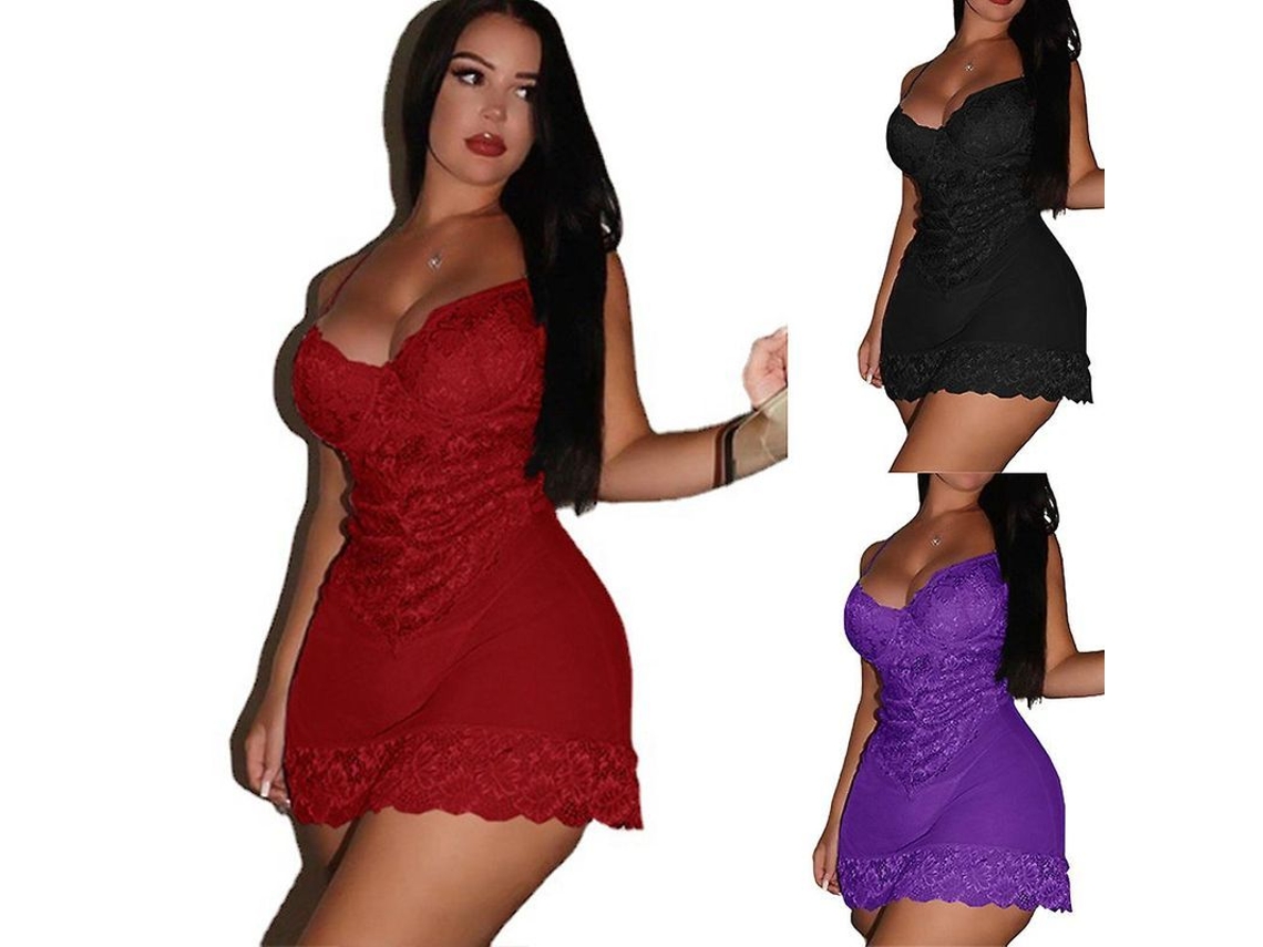 2026-ropa De Dormir Para Mujer Con Encaje Cuello En V Vestido Lingerie Talla Grande Sling Pijama