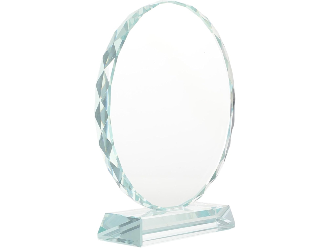 Trofeo octogonal de cristal con forma de girasol, de 16 cm de diámetro.