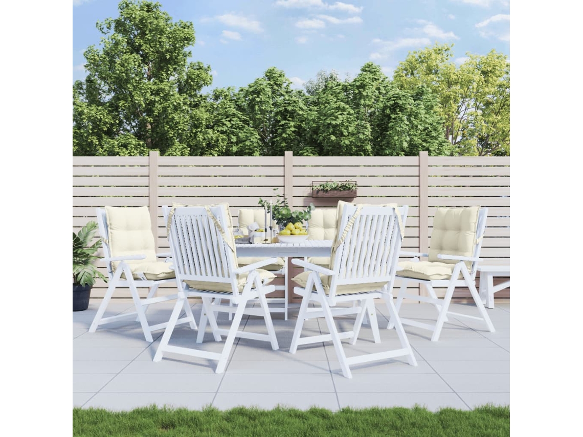 Cojines para silla con respaldo bajo, 6 unidades, tela Oxford color crema HARLANV1