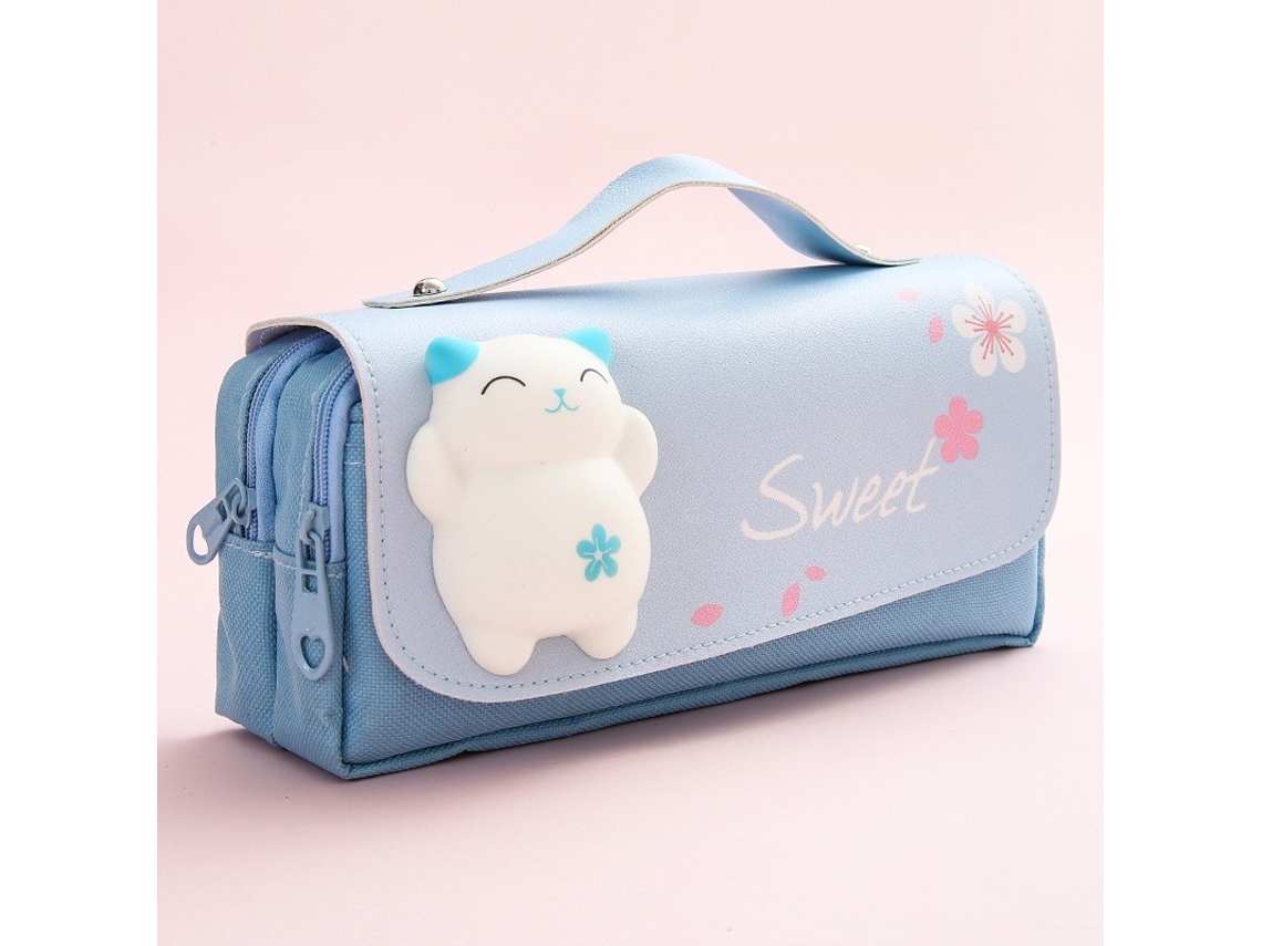 Estuche Para Lápices 3d (versión Azul 1), Unisex, Impermeable, De Cuero, Antiestrés.