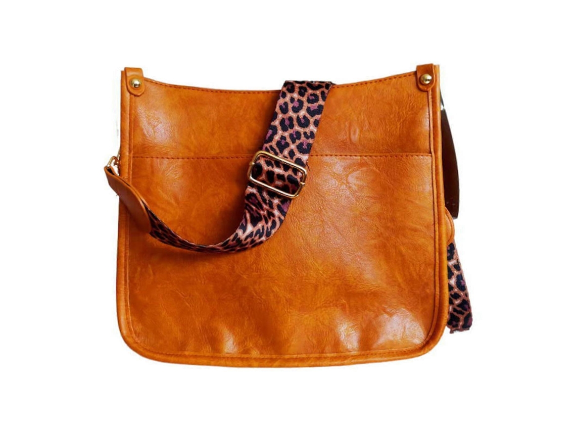 Bolso bandolera con correa de guitarra y estampado de leopardo multicolor, bolso bandolera para niña, amarillo Lalamoli