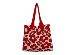 Bolso de mano grande, bolso de hombro, bolso de malla floral para salir, rojo
