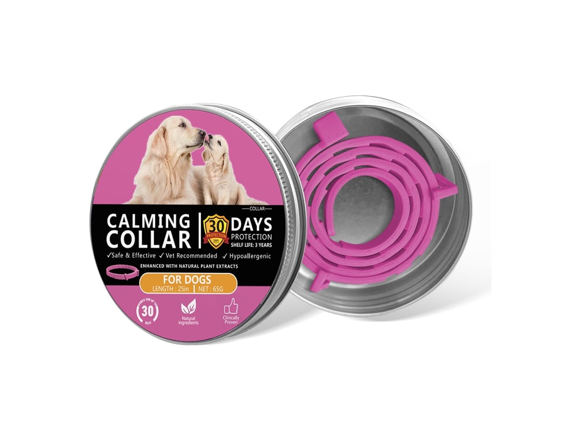 Colar Relaxante Para Cachorro Rosa | Proteção De 30 Dias, 63,5 Cm, Baixa Alergia, Uso De Ingredientes Naturais