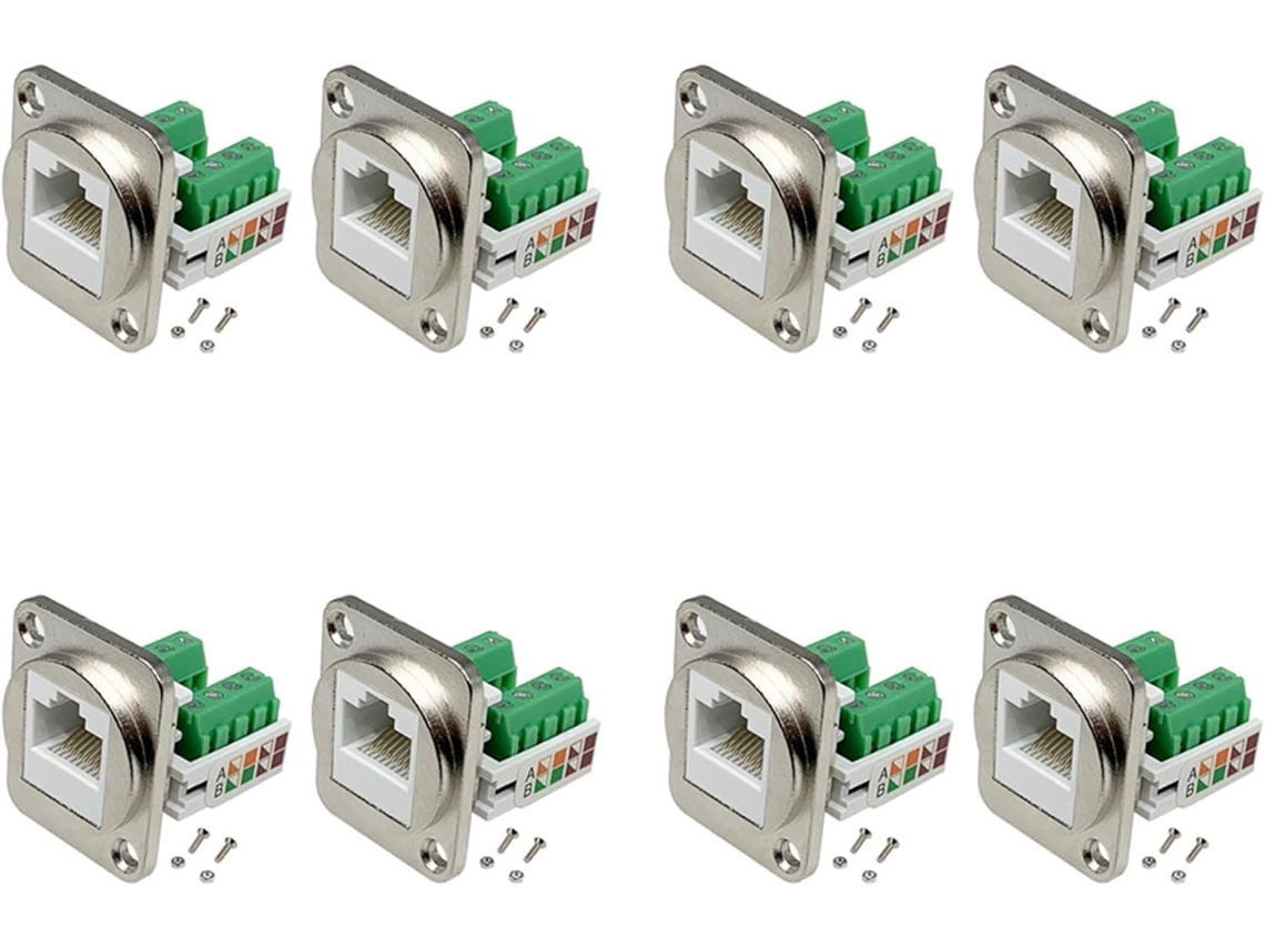 Adaptador De Terminal De Tornillo Para Montaje En Panel Rj45, 8 Piezas, Conector 8p8c, Extensión Sin Soldadura