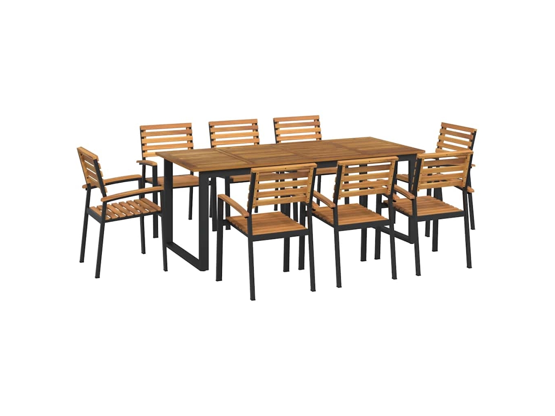 Maison Exclusive - Juego De Comedor De Jardín 9 Pzas Madera Maciza Acacia Y Metal