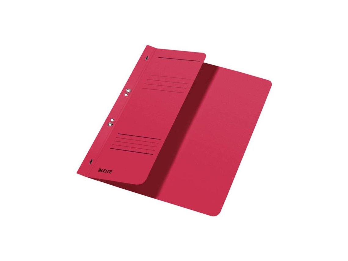 Carpeta Leitz con ojales, DIN A4, cartulina Manila, roja, encuadernación oficial 250 g/m², 1 2 tapas delanteras con tira de etiquetado Leitz (90 mm de ancho)