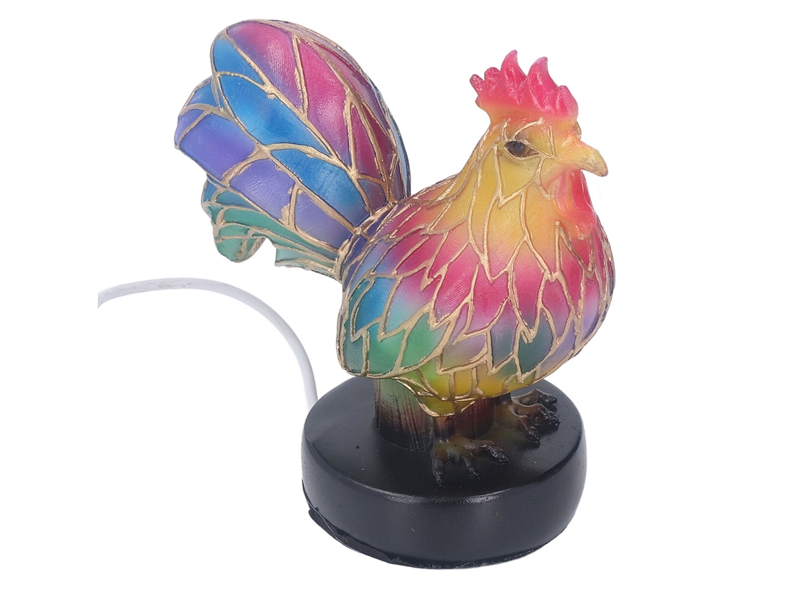 Lámpara De Mesa Con Forma Gallo Resina Teñida, Luz Nocturna Led Animal Para Decoración Del Hogar, Me