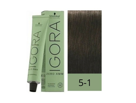 Tinte Permanente Igora Zero Amm (60 ml Castaño Claro Cenizo Nº 5-1) SCHWARZKOPF