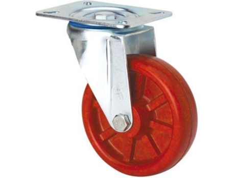 Rueda giratora placa inox.10zvli100-td resina marron eje liso ALEX