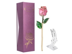 Rosa Real de Oro de 24k con Soporte - Regalo Romántico
