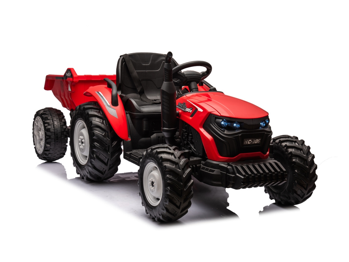 Tractor de batería rojo HC 306 con remolque de 24 V B.active