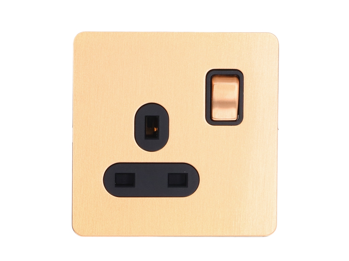 Yncm2026-interruptor De Pared Y Tomacorriente Combo De Acero Inoxidable Con Placa De Cobre Antiguo 13a