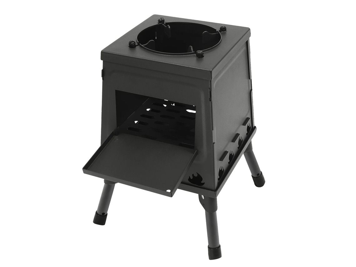 Estufa de leña, diseño portátil, multifuncional, color negro (OEM).