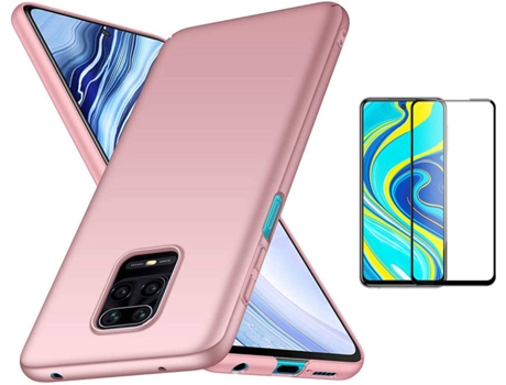 Kit Carcasa y Protector Xiaomi Redmi Note 9 Full Cover Turtleshell Rosa
