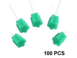 100 Hisopos De Algodón Desechables Para Uso Oral, Esponja Verde Sin Tratar Para Una Limpieza Bucal Suave.