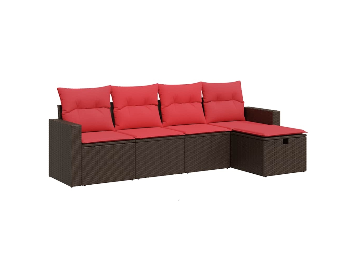 Maison Exclusive - Set Comedor De Jardín 5 Piezas Y Cojines Ratán Sintético Marrón