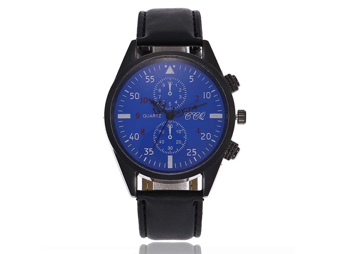 Reloj De Pulsera Sanda Sencillo Y Versátil Con Luz (negro Azul). Reloj Analógico De Cuarzo Informal Con Correa De Pu Para Hombre.