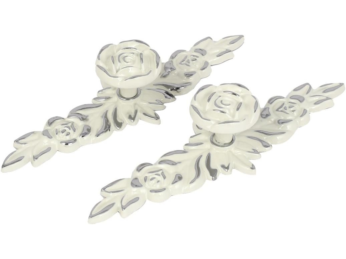 Piezas Tirador Armario Aleación Zinc Diseño Rosa, Color Blanco, 2 (eb7b9aadc11075605659b6d257768dbc)